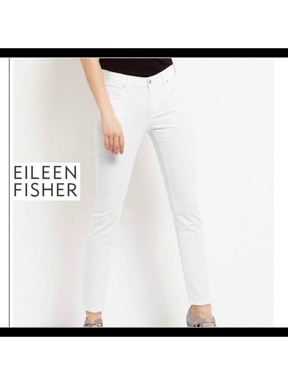 Eileen Fisher white soft stretchy comfortable skinny pants size 6🇨🇦